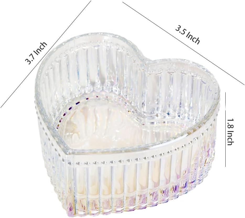 WAIT FLY Glass Heart-shaped Candy and Dessert Bowl - Fruit Bowl, Ring Holder, Wedding Party Decor - Dazzle-5 OZ