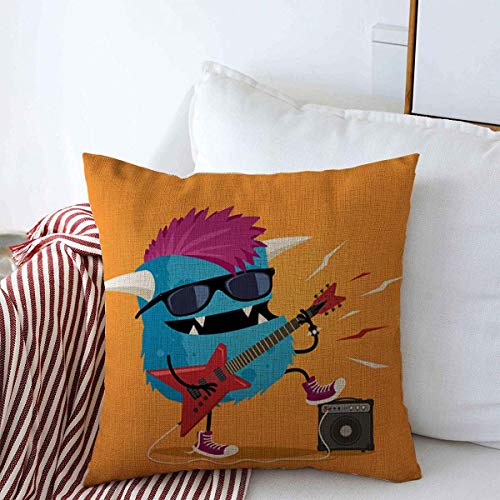 Decorative Linen Throw Pillow Covers Music Red Funny Monster Punk Rocker Mohawk Awesome