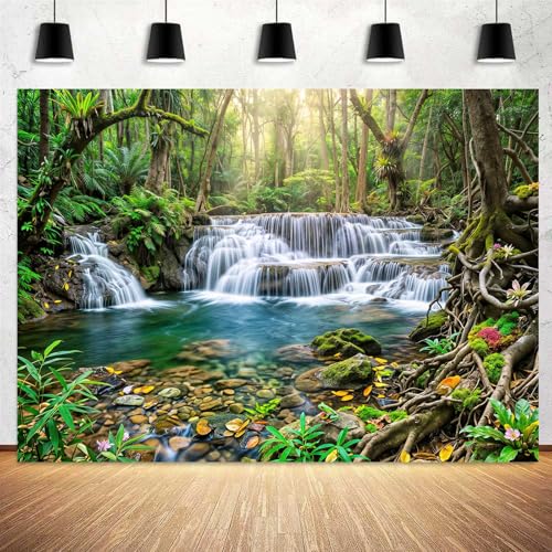 Toile de fond cascade jungle forêt tropicale paysage nature pour photo