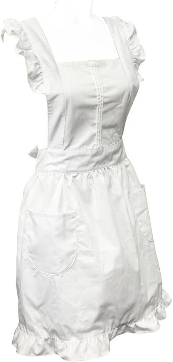 allydrew Retro White Cosplay Kitchen Maid Apron White Maid Apron