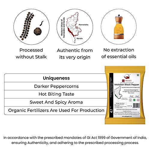 Image of GiTAGGED Authentic Malabar Black Pepper Whole (Kali Mirch) 1kg, 500gm