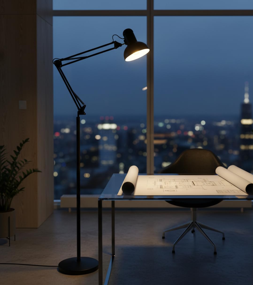 BEL AIR HOME - Lampada da Terra ANTIGONA Retro Vintage | Design Elegante e Flessibile | Compatibile E27 | Facile da Installare (NERO)