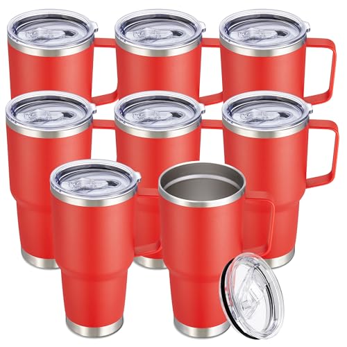 Image of 30 oz Stainless Steel Tumblers Bulk with Handle and Lid, 8 Pack