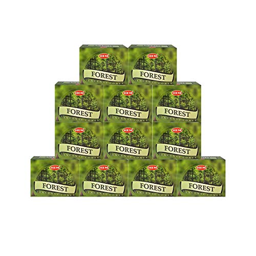 Hem Forest Pack of 12 Incense Cones Boxes, 10 Cones Each, Traditionally Handrolled in India, Best Natural Fragrance Perfect for Prayers Meditation, Yoga, Relaxation, Peace, Positivity, Healing Prayers