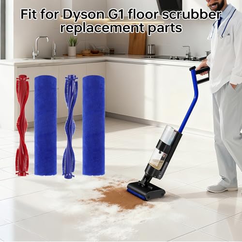 Image of Wash G1 Roller Brushes Replacement Compatible with Dyson Vacuum Cleaner | Vacuum Attachment Roller Brush Replacement Kit for Dyson Wash G1 with 2 Drum Roller Brushes, 2 Plush Bristle & Cleaning Brush