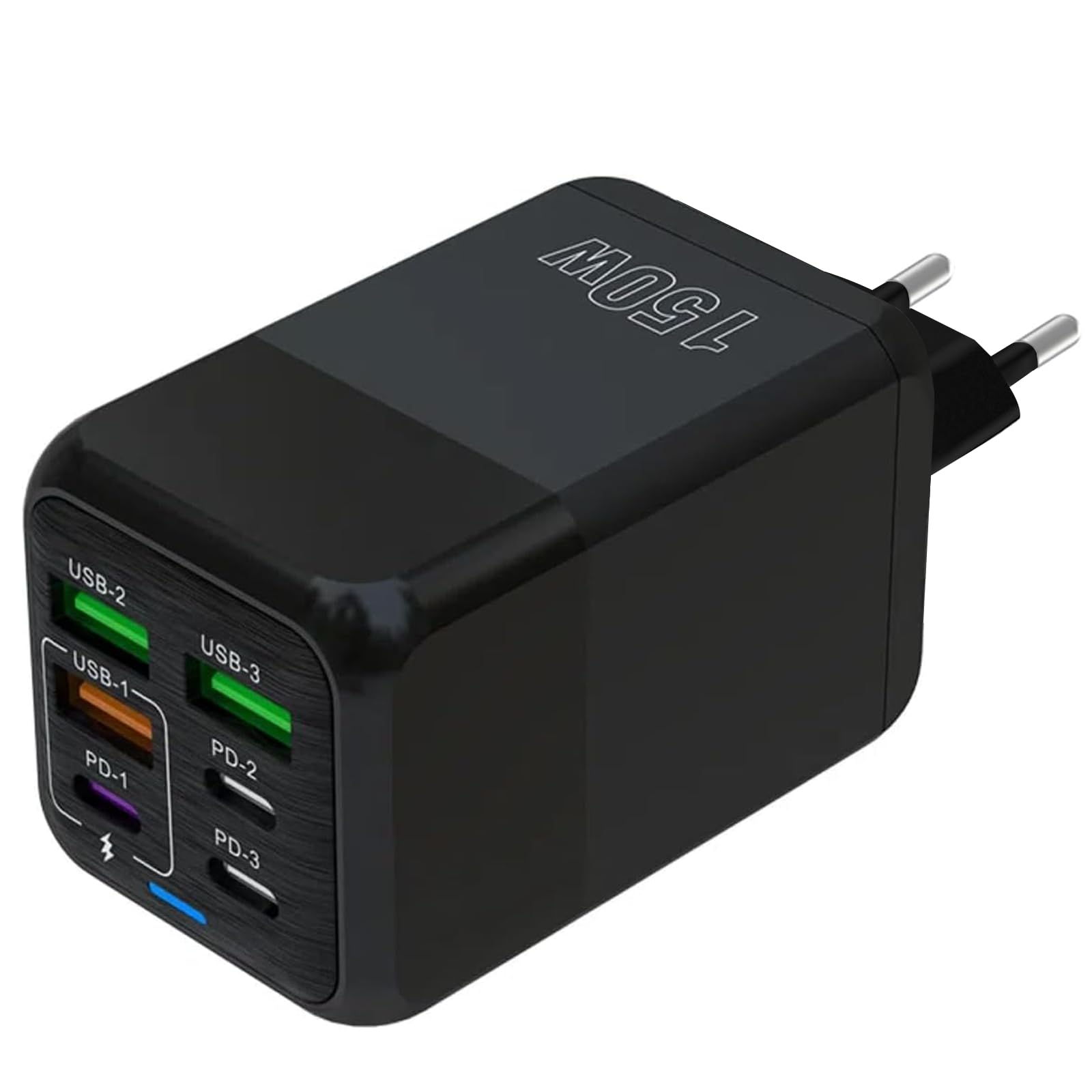 ANDHOT Caricatore USB C, Caricatore rapido Tipo C da 150W, Adattatore a 6 porte (3-PD tipo C porta + 3-QC USB A porta), Compatibile con iPhone 11/12/13/14/15 serie/XS/XR /8/ iPad,Adattatore multiporta