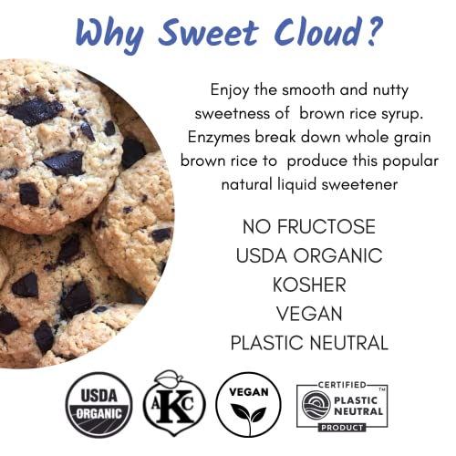 Sweet Cloud Organic Brown Rice Syrup | Corn Syrup And Sugar Substitute | Vegan Honey Replacement | Cooking, Baking, Candy Making | Usda Organic | Kosher | Korean Jocheong | Made From Whole Grain Brown Rice | 1 Gallon #TOP5