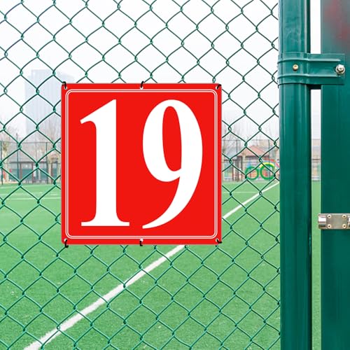 Image of Premium Aluminum Number Signs 19, Metal 12 inch X 12 inch Red Numbered Signs Outdoor for Parking Lots, Floor, Dock, Court, Aisle, Field, High Visibility, No Fade, Weather-resistant