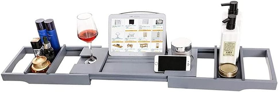 Extendable Bathtub Trays Spa Bathtub Organizer Book Wine Holder Non Slip Bottom Sides Bathroom Storage Shelves Racks