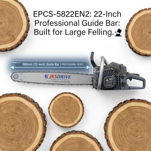 Image of EASTMAN EPCS-5822EN2 Gasoline Chain Saw - 58cc Engine, 560mm (22-Inch) Bar Length, 11000 RPM High-Speed Woodcutting Chainsaw for Professional & Home Use