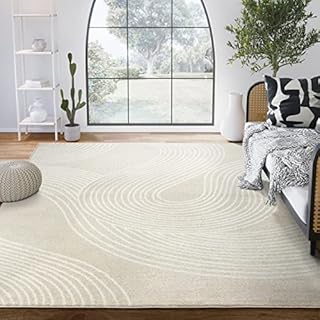 Abani Nuevo Collection Area Rug - Transitional Beige/Cream Design -7'9" x 10'2" - Easy to Clean - Durable for Kids & Pets - Non-Shedding - Medium Pile - Soft Feel - for Living Room, Bedroom & Office