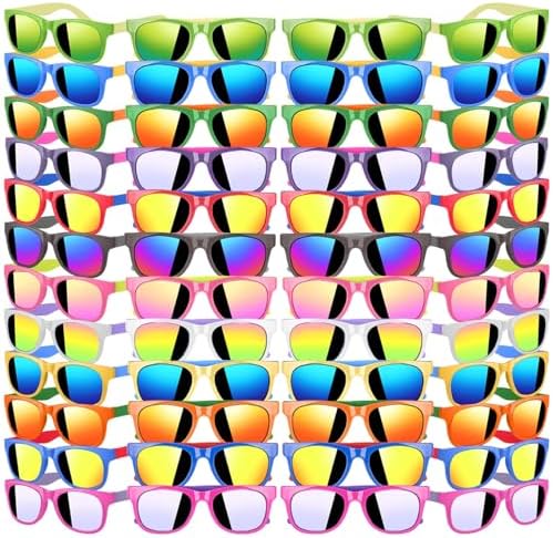 48 Pack Kid Sunglasses Bulk for Luau Party Favors, 16 Colors Neon Sunglasses with UV400 Protection, Gift for Classroom, School Prizes Goody Bag Stuffer, Kid Birthday, Beach, Summer Pool Party Supplies