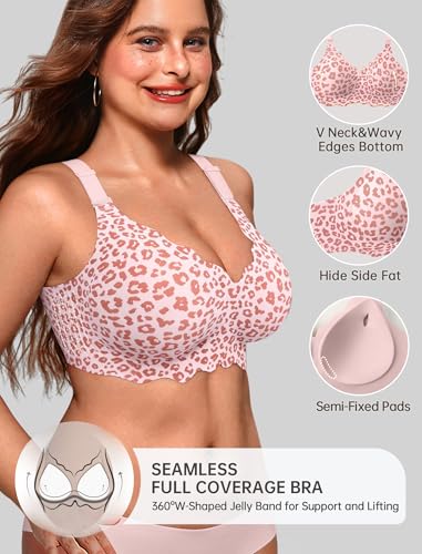 Image of OEAK Women Value Series Jelly Bras Wireless Pushup Convertible Bra | Everyday Essentials,Comfortable Bralettes,No Underwire,Full Coverage,Support Lift,Tshirt,Soft,Seamless,Scalloped
