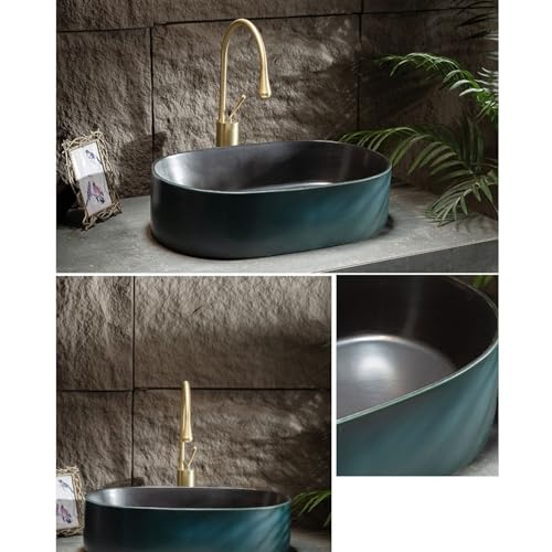 Lavabo de cerámica retro de encimera con acabado premium 4