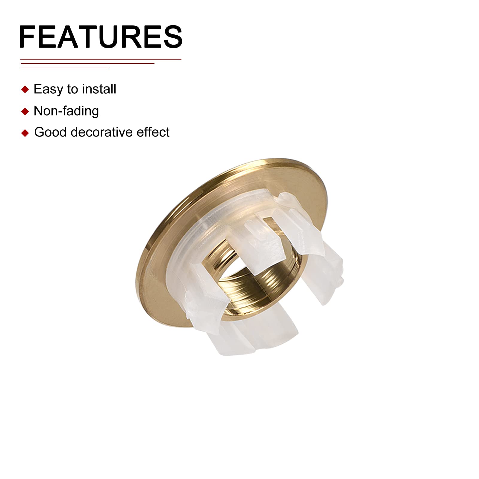 DTGN 30x13.5mm(DxT) Sink Overflow Cover - Good for Bathroom Kitchen Sink - Copper Basin Trim Insert in Hole Round Caps - Gold Tone - Image 3