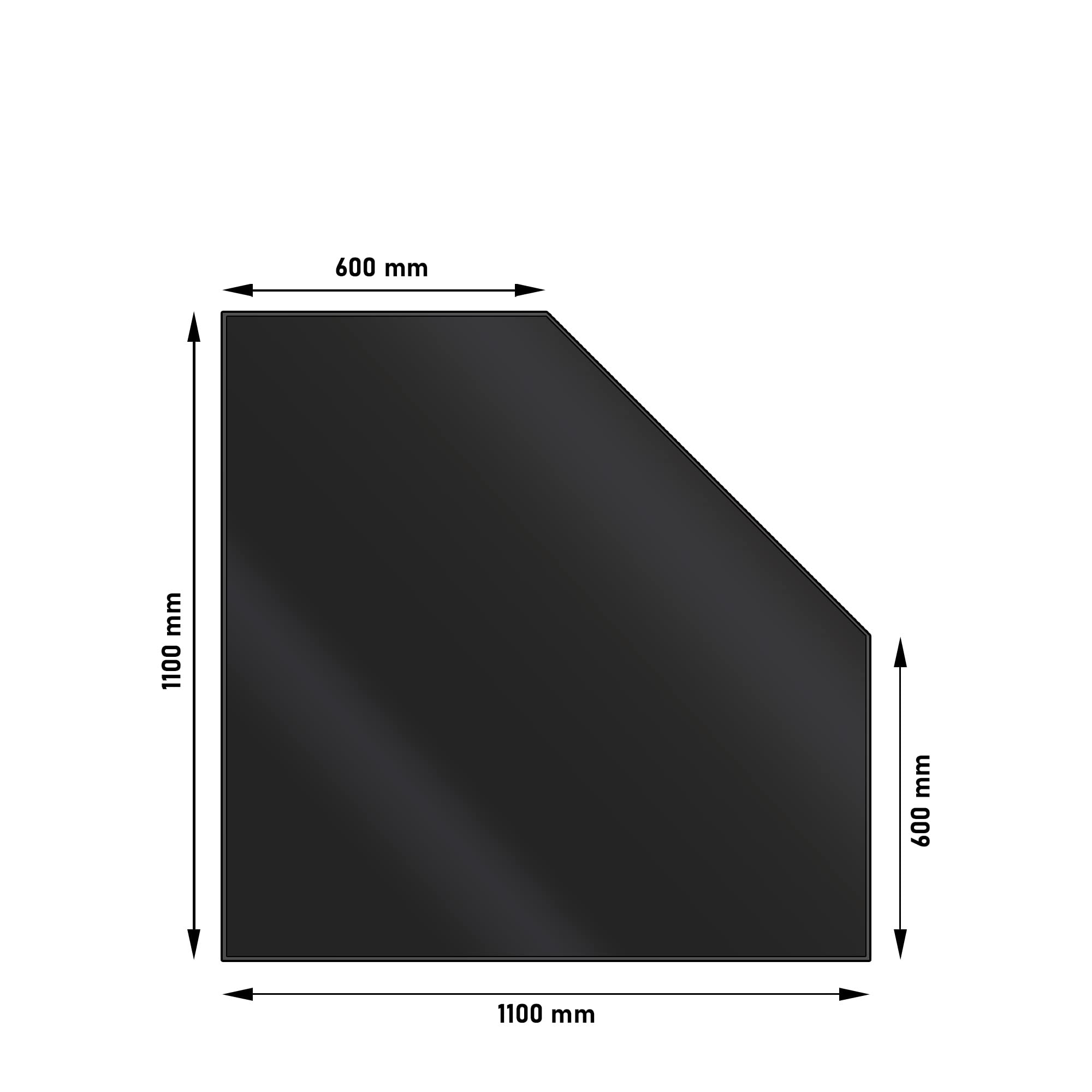 LANZZAS Piastra di base a cinque punte, 1100 x 1100 mm, colore: nero, piastra di protezione scintille in metallo