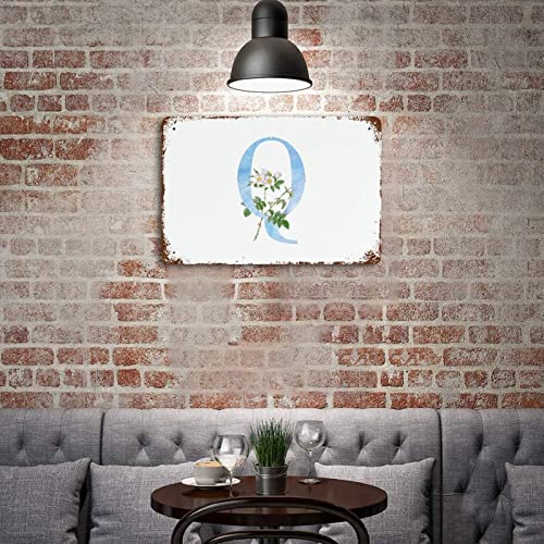 Panneau en métal monogramme floral Q plaque décorative rustique