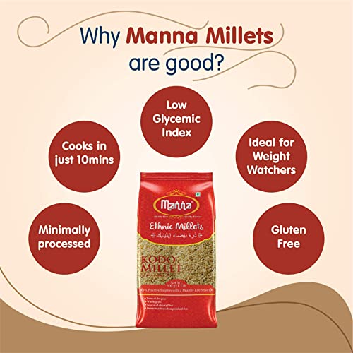 Image of Manna Kodo Millet 2Kg Natural Grains Kodra /Varagu /Arikelu /Hark /Varigu | Native Low GI Millet Rice | High Protein & More Fibre than Rice