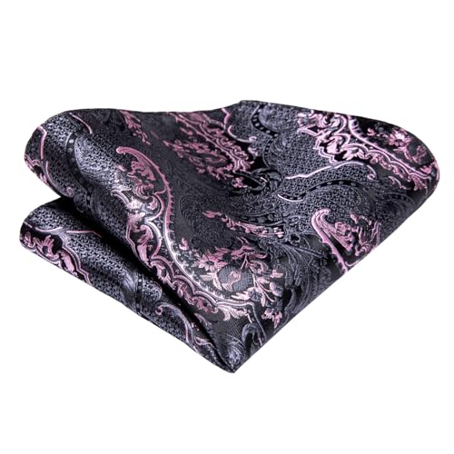 Image of Hi-Tie Paisley Floral Ties Set for Men Silk Mens Stripes Necktie Pocket Square Cufflinks Set Formal Business