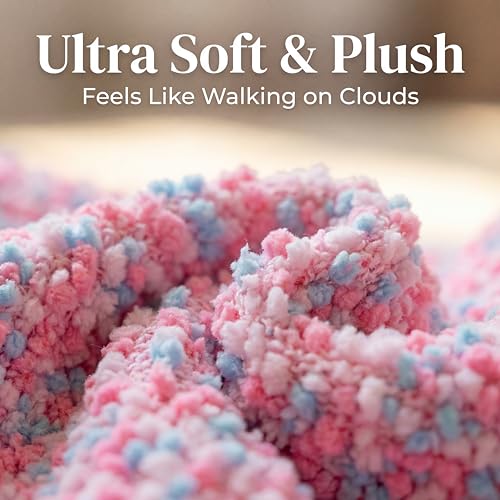 Image of Tipi Toe Womens Fuzzy Crew Socks with Anti Slip Grips Warm Cozy Fluffy Winter Slipper Socks Non Skid Home Socks for Women