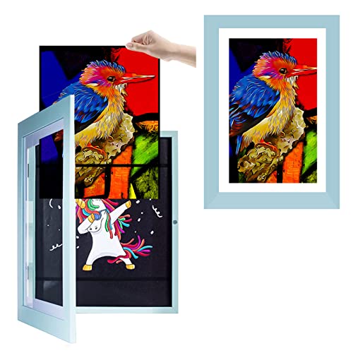 mumisuto 2-Pack Kids Art Frame, 10X13 Inch Kids Artwork Frames Changeable Front Opening Holds 100 Drawings for Drawings, Artworks, Children Art Projects(blue)