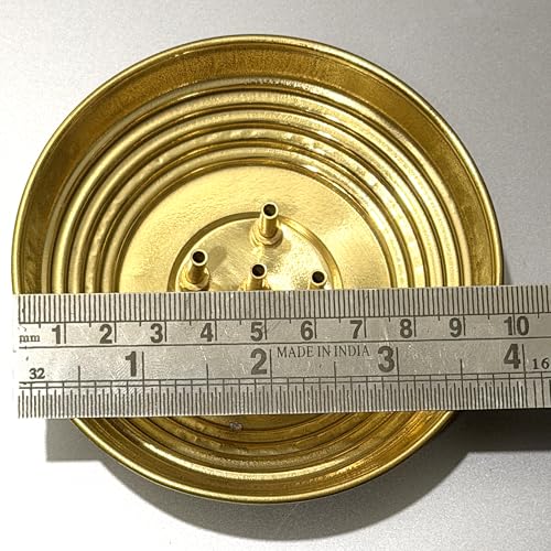 Image of SACCH Pure Brass Agarbatti Stand with 5 Holes Wide Ash Catcher Tray | Mess-Free Incense Holder for Pooja & Gifting