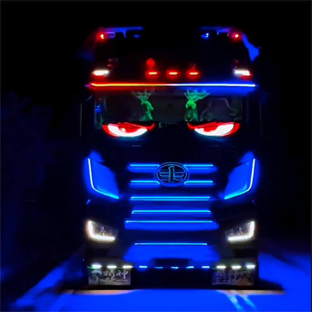 2PCS LED Augen Für lkw, Flex Schild Anzeige Augen Laufschrift Programmierbar, Weicher LED Panel Auto Bunte Teufelsaugen Für Autofenster