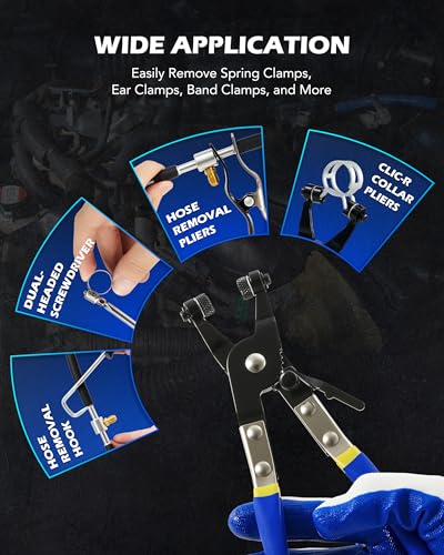 Image of OMT14pc Fuel Line Pliers &Hose Clamp Pliers Set, Fuel Line Disconnect Tool | Hose Clamp Disconnect Tool with Fuel Filter Caliper Pipe, Heavy-Duty Hose Removal Pliers, Car Pipe Repair Set for Auto Line