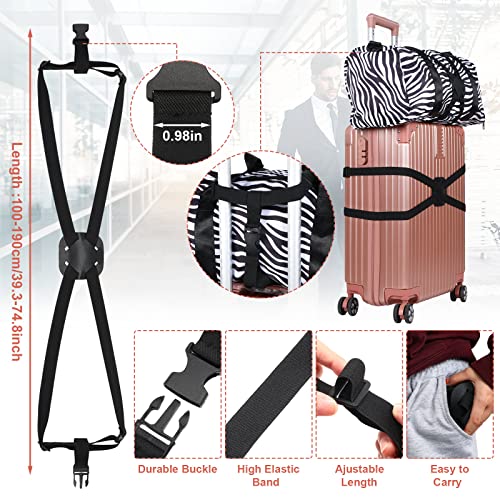 4 Pack Luggage Straps Set, Add a Bag Luggage Straps, TSA Approved Suitcase Straps Accessories with Buckles for Travel Family(Black, Medium)2