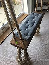 Solid Wood Rope Swing Chair | Wooden Hammock Swing with Rope & Complete Accessories for Indoor, Outdoor, Home Balcony & Garden | House Swings Jhula for Adults & Kids | 24 X 9 Inch, Grey