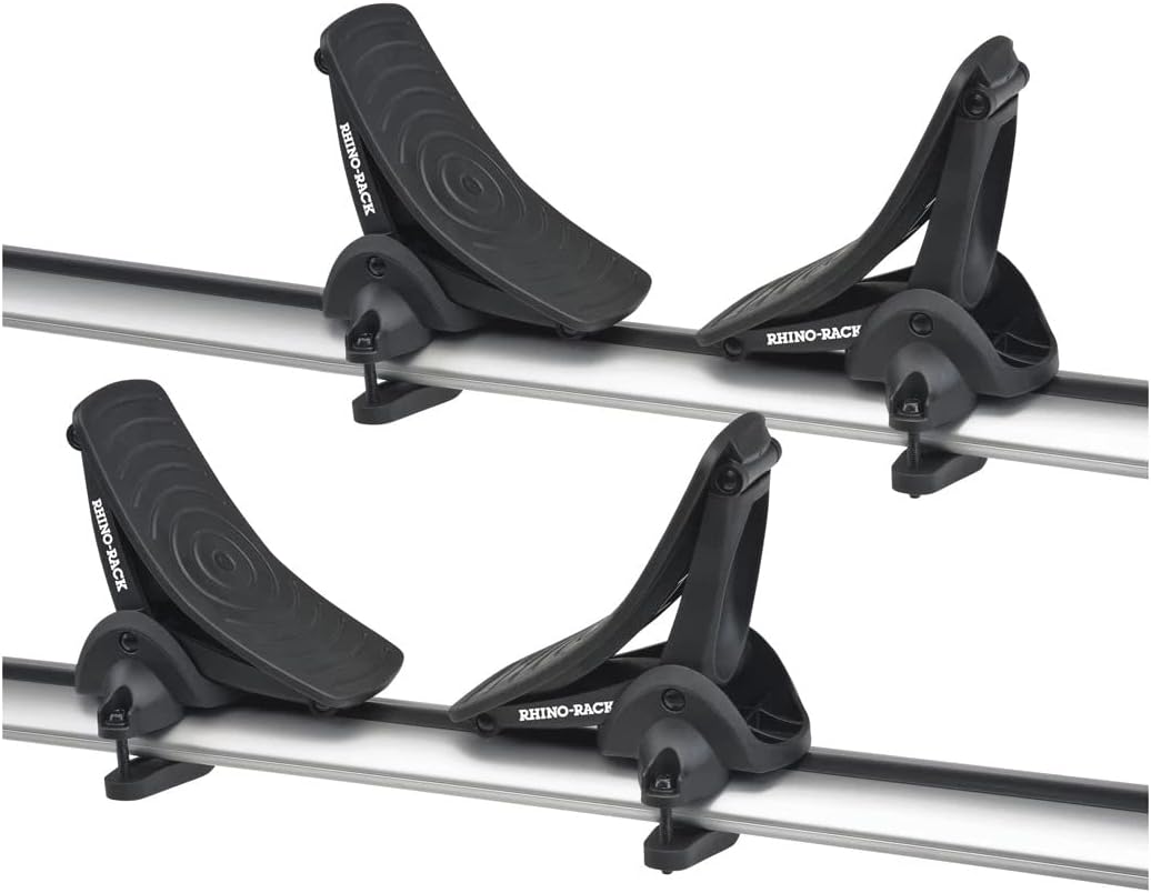 Rhino-Rack Nautic 570 Series Kayak/Canoe Carrier, Includes 2 x Tie Down Straps and 2 x Rapid Straps w/ Unique Buckle Protector