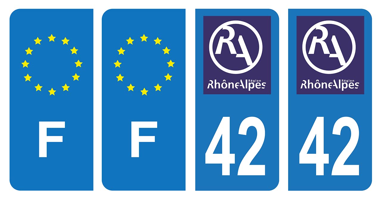 Sticker immatriculation 42 - Loire - Nouvelle région Auvergne-Rhône-Alpes