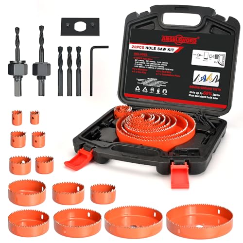 ANGELSWORD 22-Piece Hole Saw Set with 13 Blades, 3/4"-6