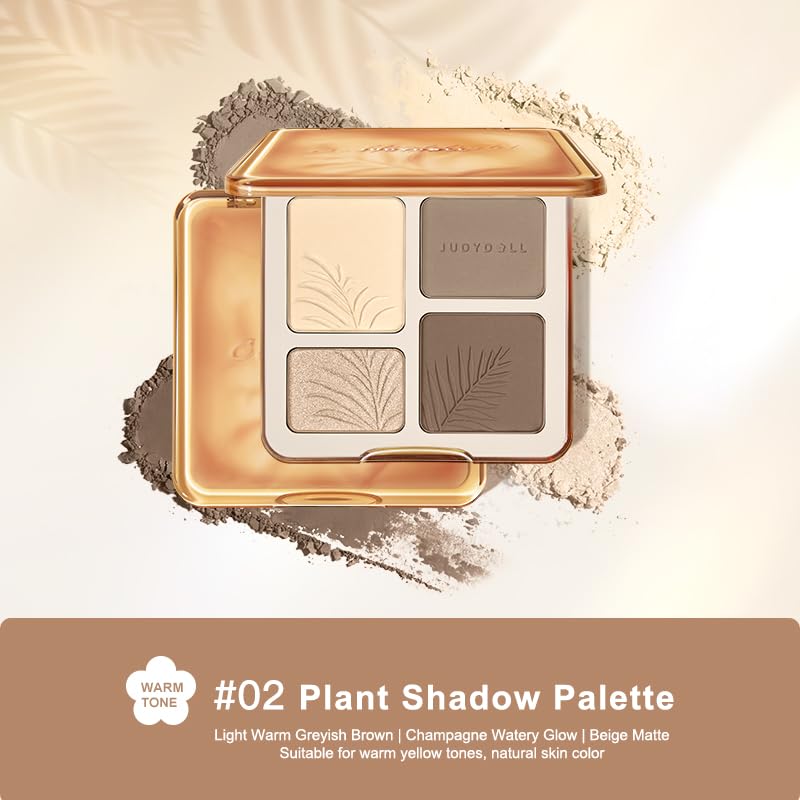 Image of JUDYDOLL Highlight & Contour Palette, All-in-One Matte Highlighter Contour Compact, Natual Finish, Easy to Apply, Blendable Face Makeup for Warm Skin Tone (02 Plant Shadow Palette)