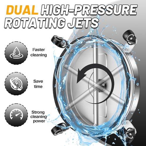 19" Pressure Washer Surface Cleaner with 4 Wheels - Stainless Steel Surface Cleaner for Pressure Washer Attachment for Concrete, Patio, Sidewalk, Deck, Driveways and Daily Washing - PWS 19 by LidoDola - Image 2