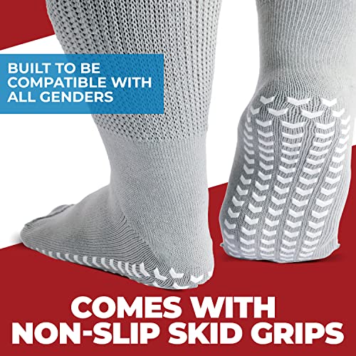 Extra Wide Socks For Swollen Feet Men, Diabetic Socks For Men, Hospital Socks For Men With Grips Xxl, Non Slip Socks Mens, Diabetic Socks For Men 9-12 And 13-15, Cast Socks Over Cast - 3 Pairs Gray #TOP4