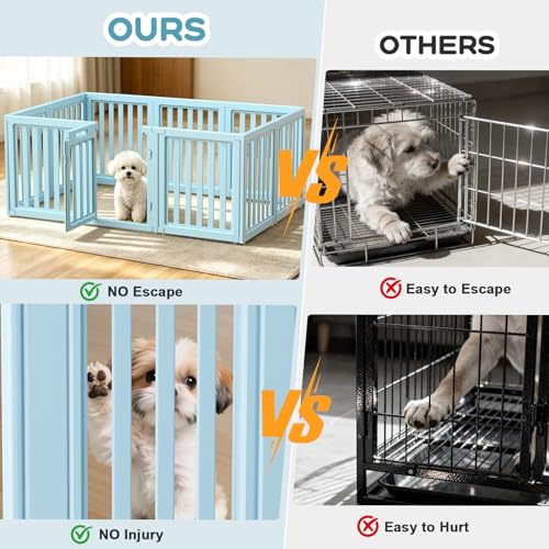 Image of Dog Playpen Indoor,Puppy Playpen,Blue 23.6 inch H,10 Panels | Dog Play Pen Indoors with Open View,Tool-Free Setup,Multi-Shape Setup,Dog Pen for Dogs,Cats & Puppies