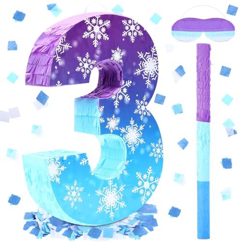 Piñata flocon de neige reine des neiges pour goûter anniversaire princesse d'hiver 3 ans