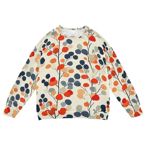 JUNZAN Cartoon Eucalyptus Leaf Big Girls Sweatshirts Hoodies Fleece Fall Tops Shirts Sports 4T