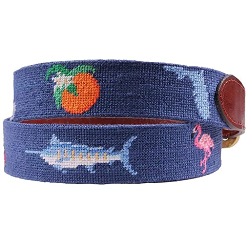 Florida Life Needlepoint Belt in Classic Navy by Smathers & Branson3