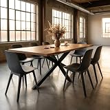 Bett11 Esstisch 140x80 cm Holz 40mm Eiche-Optik, Spider Gestell schwarz, Baumkantentisch aus Holz, Casa Massiva