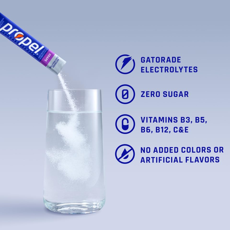 Propel Electrolyte Powder Drink Mix, Black Cherry, (32 Servings), Zero Sugar, Enhanced Water Beverage, Gatorade Electrolytes, Vitamins, No Added Colors, No Artificial Flavors, Hydration