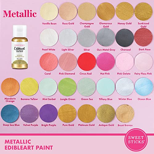 SWEET STICKS Edible Art Decorative Cake Paint 0.5 Ounce (15 Milliliters), Metallic Antique Gold - Thumbnail 5