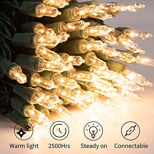Clear Christmas String Lights 100 Count 25 Feet Incandescent Bulb Mini Lights For Indoor Xmas Tree Garland Birthday Wedding Party Festival Decoration, Green Wire #TOP2