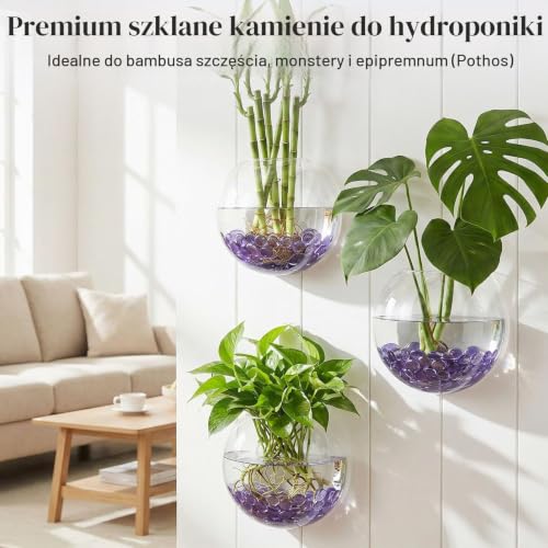 HAKACC 450 g szklane nuggets fioletowe, dekoracyjne kamienie szklane Mancala, kamienie mozaikowe do majsterkowania, 1,7-1,9 cm