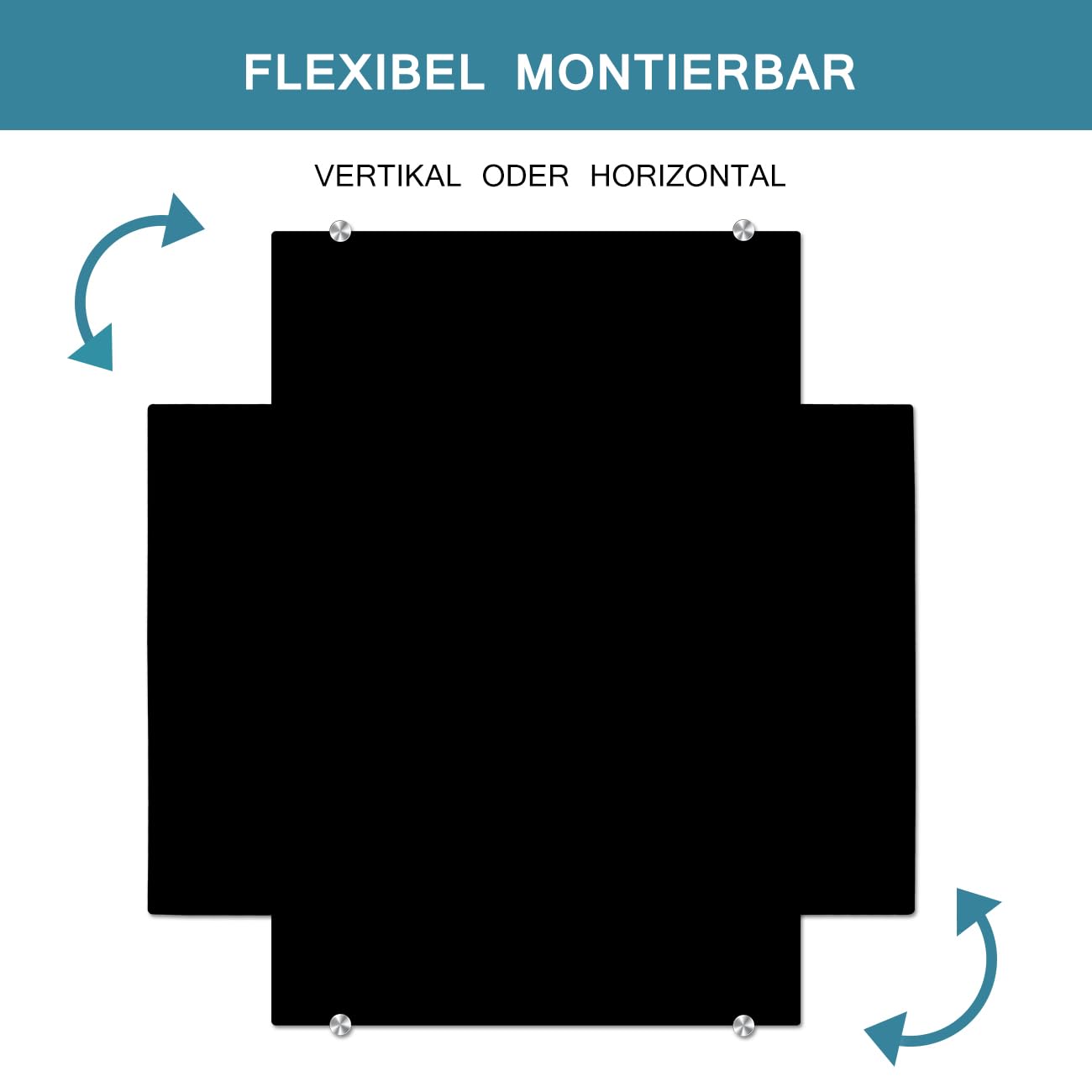 DEVELOP Schwarzes Glas-Whiteboard | 60x90 cm | Rahmenlose, gehärtete Glasoberfläche in Matt-Schwarz | Inkl. 4 weiße Boardmarker, Mikrofasertuch, 2 Starkmagnete & Montageset