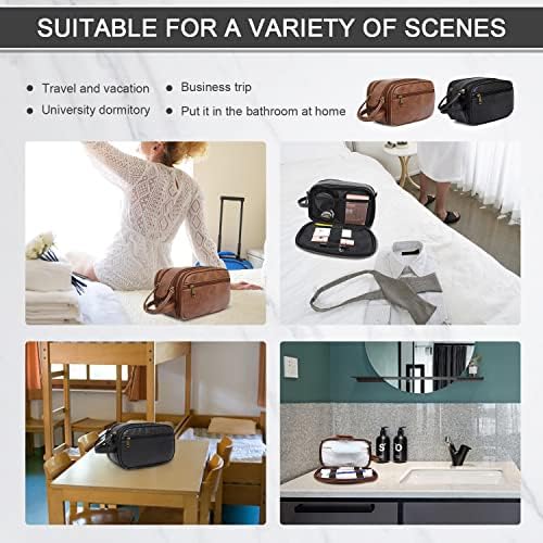 Ynport PU Leather Toiletry Bag for Men Travel Shaving Dopp Kit-Large Cosmetic Bags Unisex Toiletries Bathroom Organizer Accessories Organizer(Black) 7 Ynport PU Leather Toiletry Bag for Men Travel Shaving Dopp Kit-Large Cosmetic Bags Unisex Toiletries Bathroom Organizer Accessories Organizer(Black)