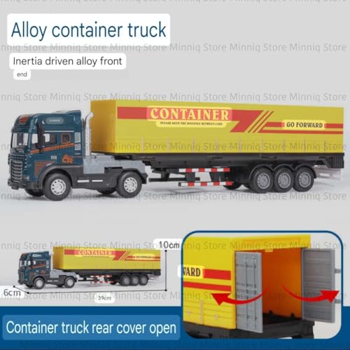 Image of Container Trailer Transport with Lights and Sounds Friction Powered Trailer Model Diecast Truck Toys Best Birthday Gift for Kids[Pack of 1] (Container Trailer Transport Truck)
