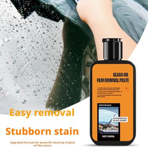 2026 Q4 Glass Guard, Glass Emulsion Car Oil Film Cleaner, Automotive Oil Film Cleaning Brush Glasss Compound Roll On, Windshield Cleaner Tool for Clear Visibility, All Type of Vehicles (1set)