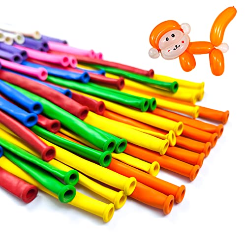 Image of Orange 260 Long Skinny Twisting Animal Balloons, Rainbow Balloons for Animal Shapes Carnival Festival Party Supplies 100pcs